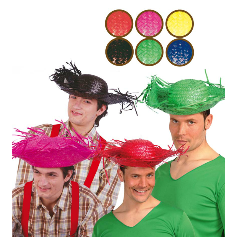 13624 sombrero espantapajaros paja colores surtidos - SOMBRERO ESPANTAPÁJAROS COLORES