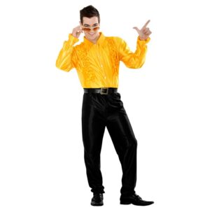 CAMISA DISCO AMARILLA AÑOS 70 HOMBRE