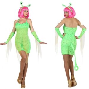 DISFRAZ DE ALIEN EXTRATERRESTRE VERDE MUJER