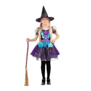 DISFRAZ DE BRUJA CON DESTELLOS NIÑA