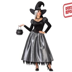 DISFRAZ DE BRUJA PLATEADA MUJER
