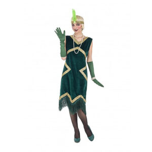DISFRAZ DE CHARLESTÓN LUJO VERDE PARA MUJER
