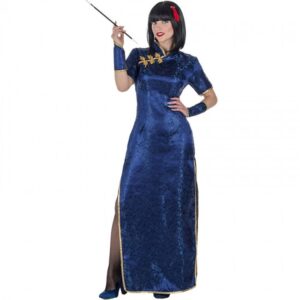DISFRAZ DE CHINA AZUL QIPAO PARA MUJER