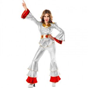 DISFRAZ DE DISCO PLATA DE ABBA PARA MUJER
