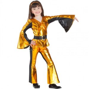 DISFRAZ DE DISCOTEQUERA DORADA PARA NIÑA