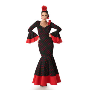 DISFRAZ DE FLAMENCA NEGRO LUNAR ROJO MUJER