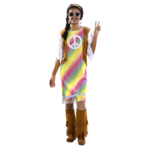 DISFRAZ DE HIPPIE ARCO IRIS MUJER
