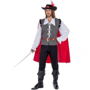 DISFRAZ DE MOSQUETERO GRIS PARA HOMBRE