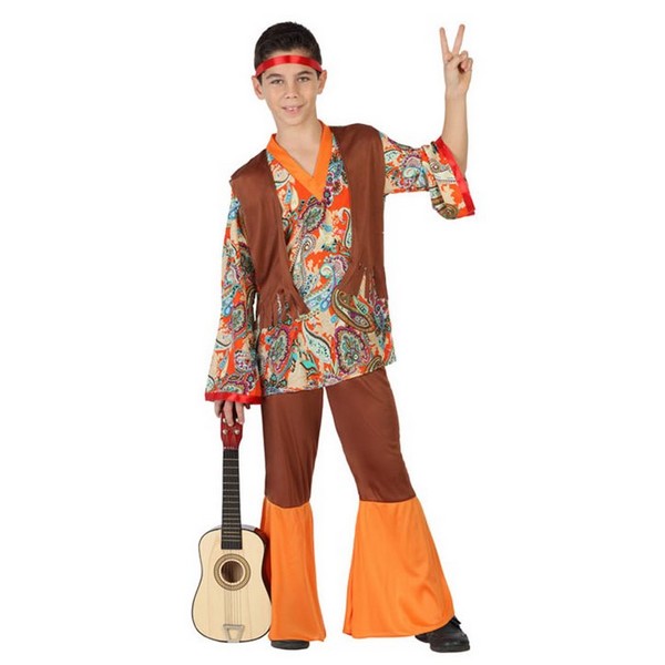 DISFRAZ DE HIPPIE NIÑO NARANJA