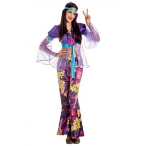 DISFRAZ DE CHICA HIPPIE LILA MUJER
