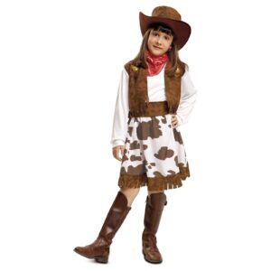 DISFRAZ DE VAQUERA BLANCO Y MARRON NIÑA