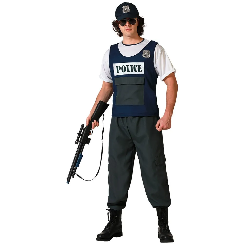 DISFRAZ DE POLICIA CHALECO AZUL HOMBRE