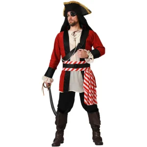 DISFRAZ PIRATA DELUXE ROJO HOMBRE CON SOMBRERO