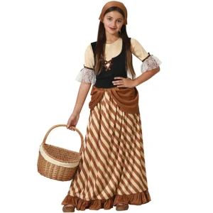 DISFRAZ MESONERA MARRÓN PARA NIÑA