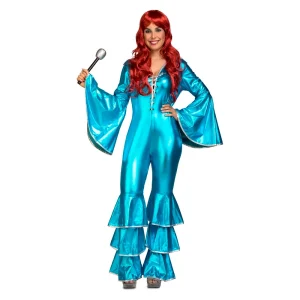 DISFRAZ DE DISCO AZUL PARA MUJER