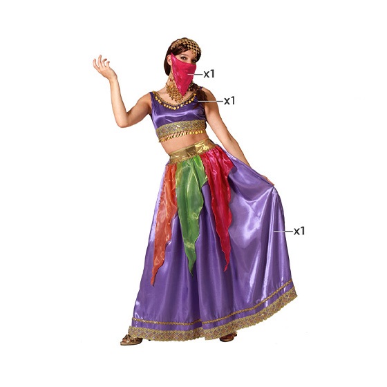 disfraz bailarina árabe multicolor para mujer - DISFRAZ DE BAILARINA ÁRABE MUJER