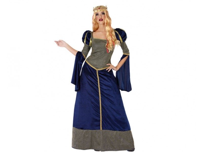 disfraz dama medieval azul mujer 800x600 - DISFRAZ DE DAMA MEDIEVAL A/G MUJER