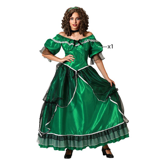 disfraz dama sureña verde para mujer - DISFRAZ DE DAMA SUREÑA VERDE MUJER