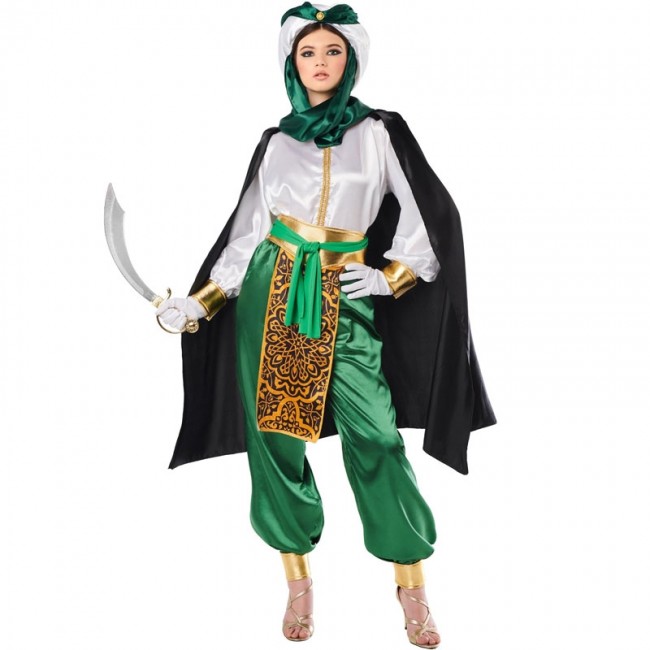 disfraz de arabe beduina verde para mujer - DISFRAZ DE ÁRABE BEDUINA MUJER