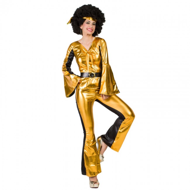 disfraz de discotequera dorada para mujer - DISFRAZ DE DISCOTEQUERA PARA MUJER