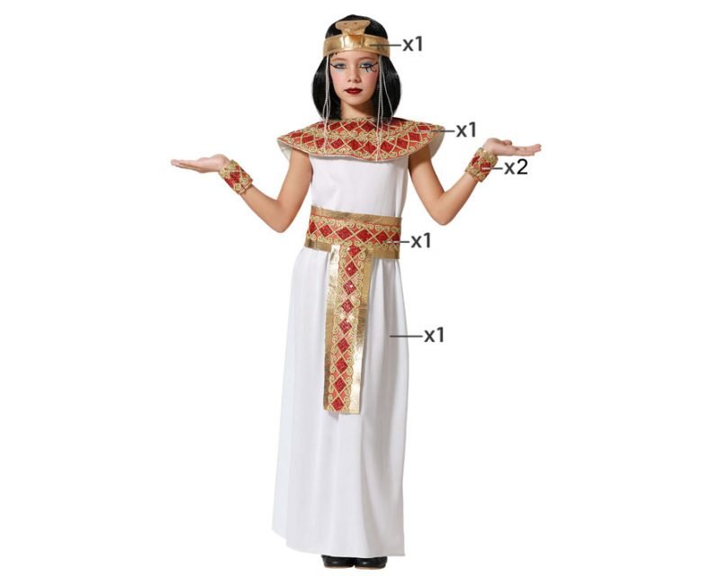 Disfraz De Cleopatra Para Niña – Vestido Egipcio Con Cinturón, Puños Y Sombrero, Ideal Para El Día Del Libro Y Semana Cultural, Talla 7-9 Años