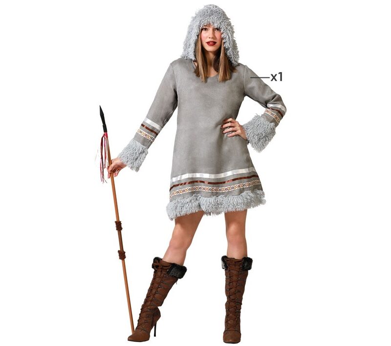 disfraz de esquimal gris para mujer 800x709 - DISFRAZ DE ESQUIMAL GRIS MUJER