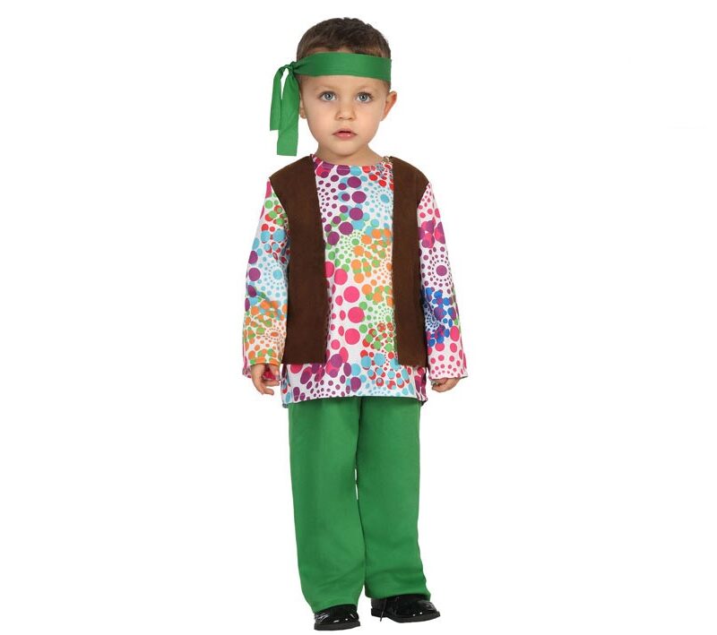 disfraz de hippie bebé niño 800x709 - DISFRAZ DE HIPPIE BEBÉ VERDE NIÑO