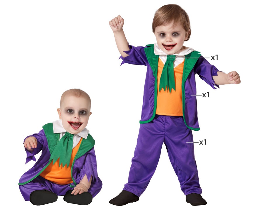 Costume Bébé Joker 36 Mois - Veste, Pantalon Et Cravate - Déguisement Carnaval, Fête