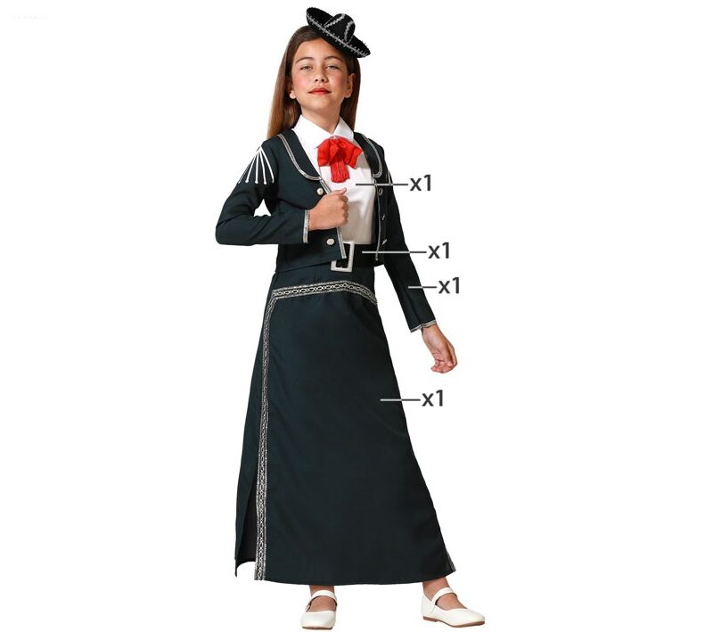 disfraz de mariachi para niña 800x709 - DISFRAZ DE MARIACHI MEJICANA PARA NIÑA