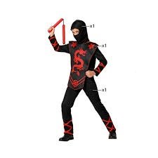 Disfraz Ninja Mujer My Other Me – Vestido Con Capucha, Máscara, Cinturón Y Detalles Dorados Para Guerrera Sigilosa