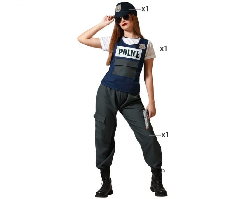 disfraz de policia para mujer 3 800x640 - DISFRAZ DE POLICIA CHALECO AZUL MUJER