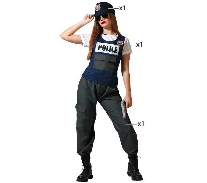 disfraz de policia para mujer 3 800x709 - DISFRAZ DE POLICIA CHALECO AZUL MUJER