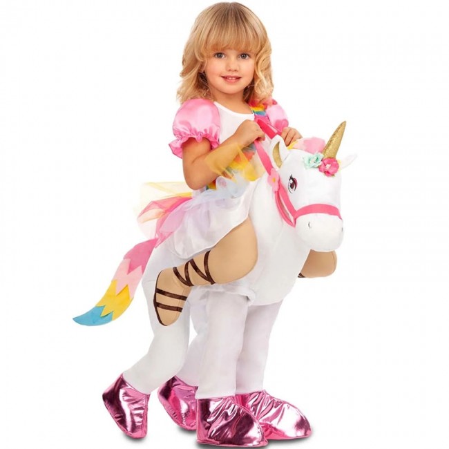 disfraz de princesa con unicornio para nina - DISFRAZ DE RIDE-ON UNICORNIO NIÑA