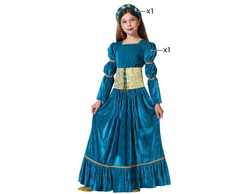 disfraz de reina medieval azul niña 800x640 - DISFRAZ DE REINA MEDIEVAL AZUL NIÑA