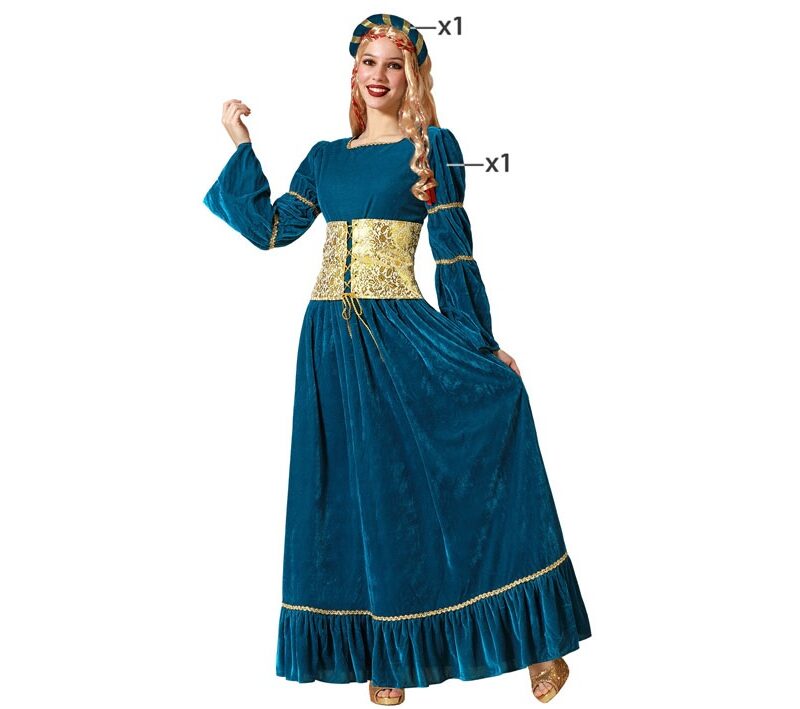 disfraz de reina medieval azul para mujer 800x709 - DISFRAZ DE REINA MEDIEVAL AZUL PARA MUJER