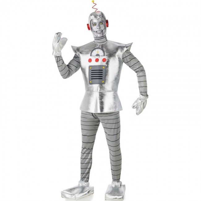disfraz de robot plateado para hombre - DISFRAZ DE ROBOT PLATEADO HOMBRE