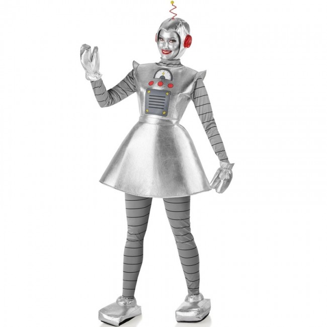 disfraz de robot plateado para mujer - DISFRAZ DE ROBOT PLATEADO MUJER