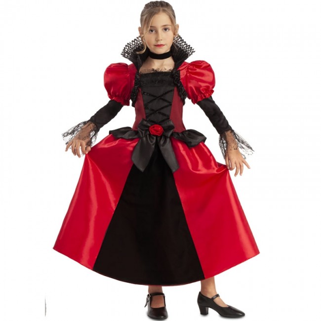 disfraz de vampiresa gotica negra y roja para nina - DISFRAZ DE VAMPIRESA PARA NIÑA
