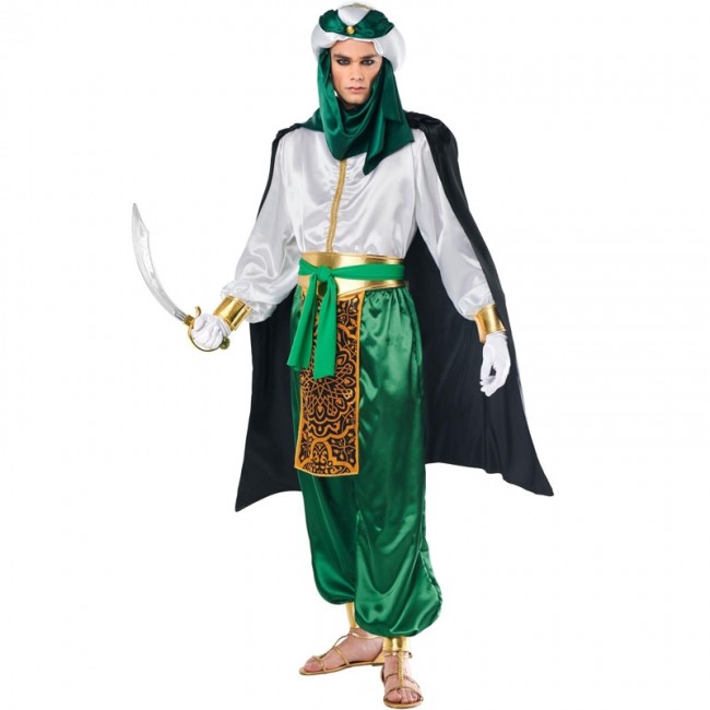 disfraz de árabe beduino verde para hombre - DISFRAZ DE ÁRABE BEDUINO HOMBRE