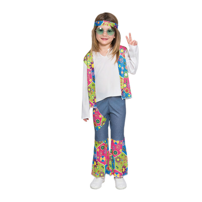 disfraz hippie azul niña - DISFRAZ DE HIPPIE AZUL NIÑA