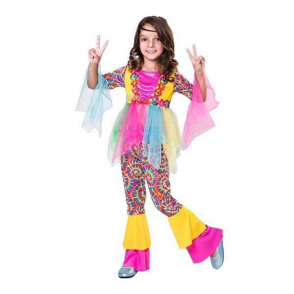 disfraz hippie multicolor niña - DISFRAZ DE HIPPIE MULTICOLOR NIÑA