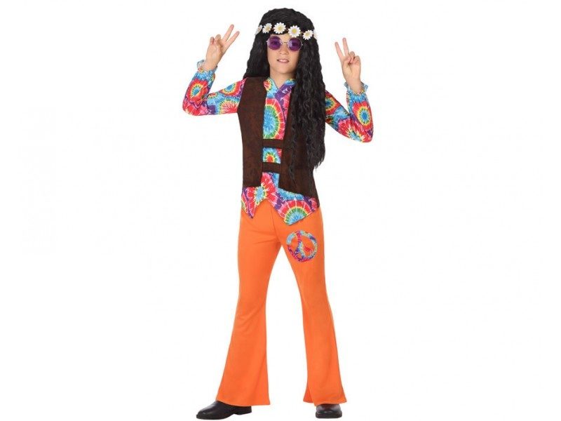 disfraz hippie naranja niño 800x600 - DISFRAZ HIPPIE NARANJA PARA NIÑO