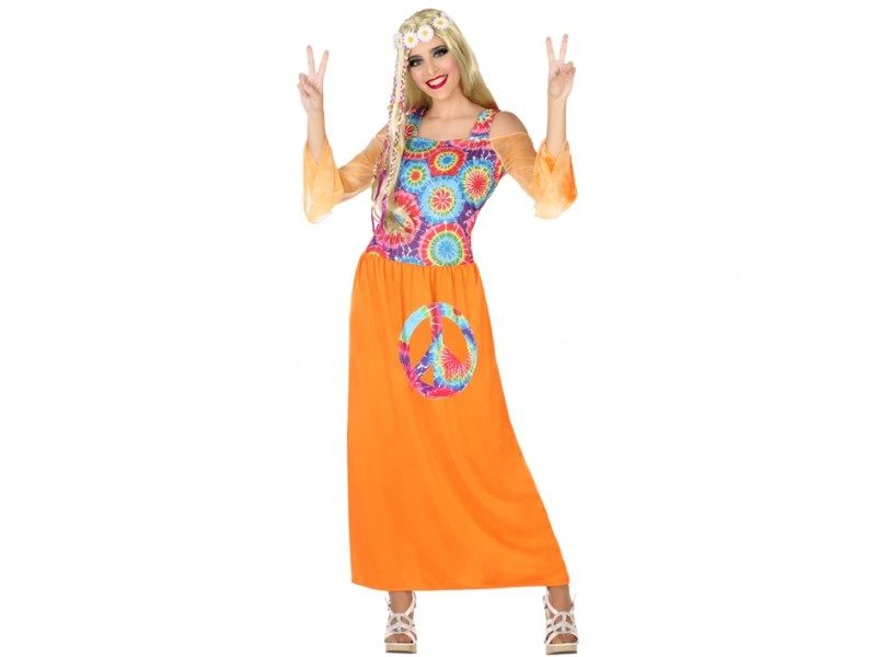 disfraz hippie vestido mujer 800x600 - DISFRAZ DE HIPPIE VESTIDO MUJER