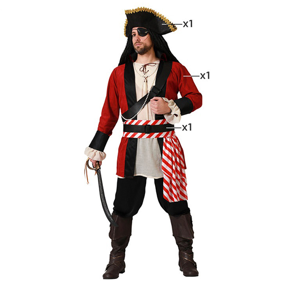 disfraz pirata deluxe rojo para hombre - DISFRAZ DE PIRATA DE LUXE HOMBRE
