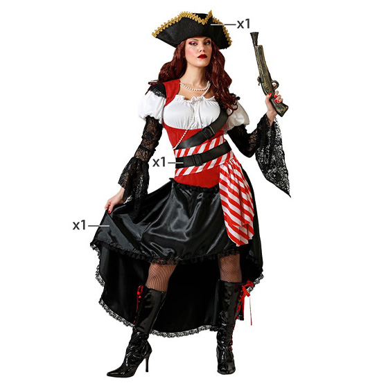 disfraz pirata deluxe rojo para mujer - DISFRAZ DE PIRATA DE LUXE MUJER
