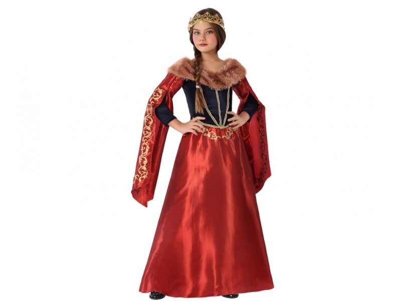 disfraz reina medieval rojo niña 800x600 - DISFRAZ DE REINA MEDIEVAL ROJO NIÑA