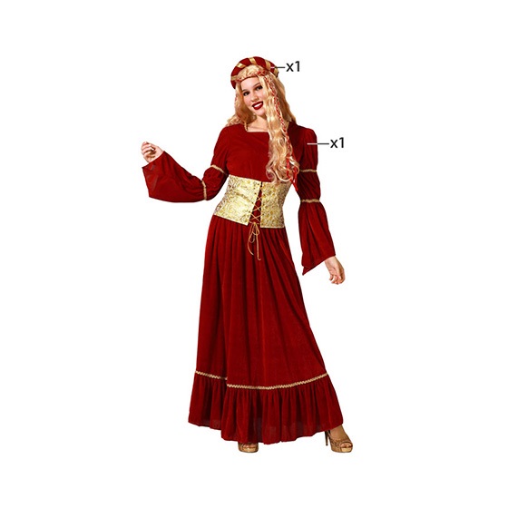 disfraz reina medieval rojo para mujer - DISFRAZ DE REINA MEDIEVAL MUJER