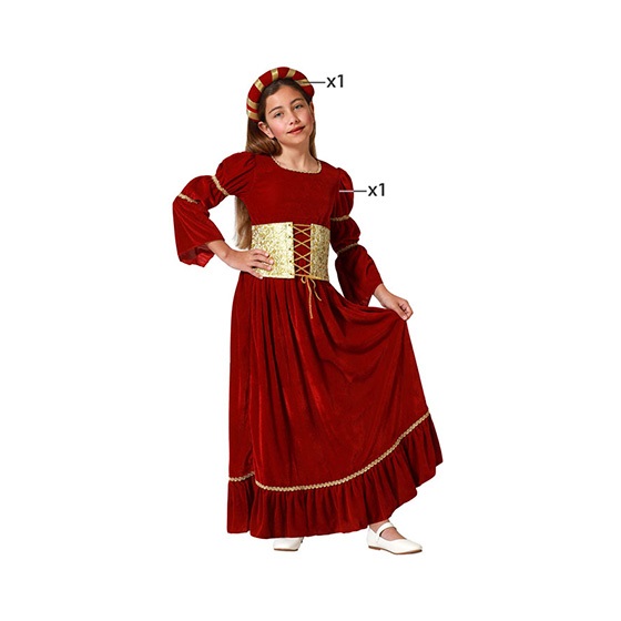 disfraz reina medieval rojo para niña - DISFRACES NIÑA