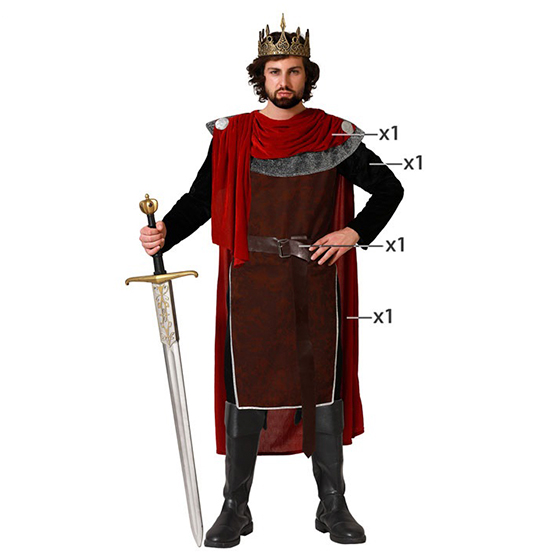 disfraz rey medieval rojo para hombre - DISFRAZ DE REY MEDIEVAL ROJO HOMBRE